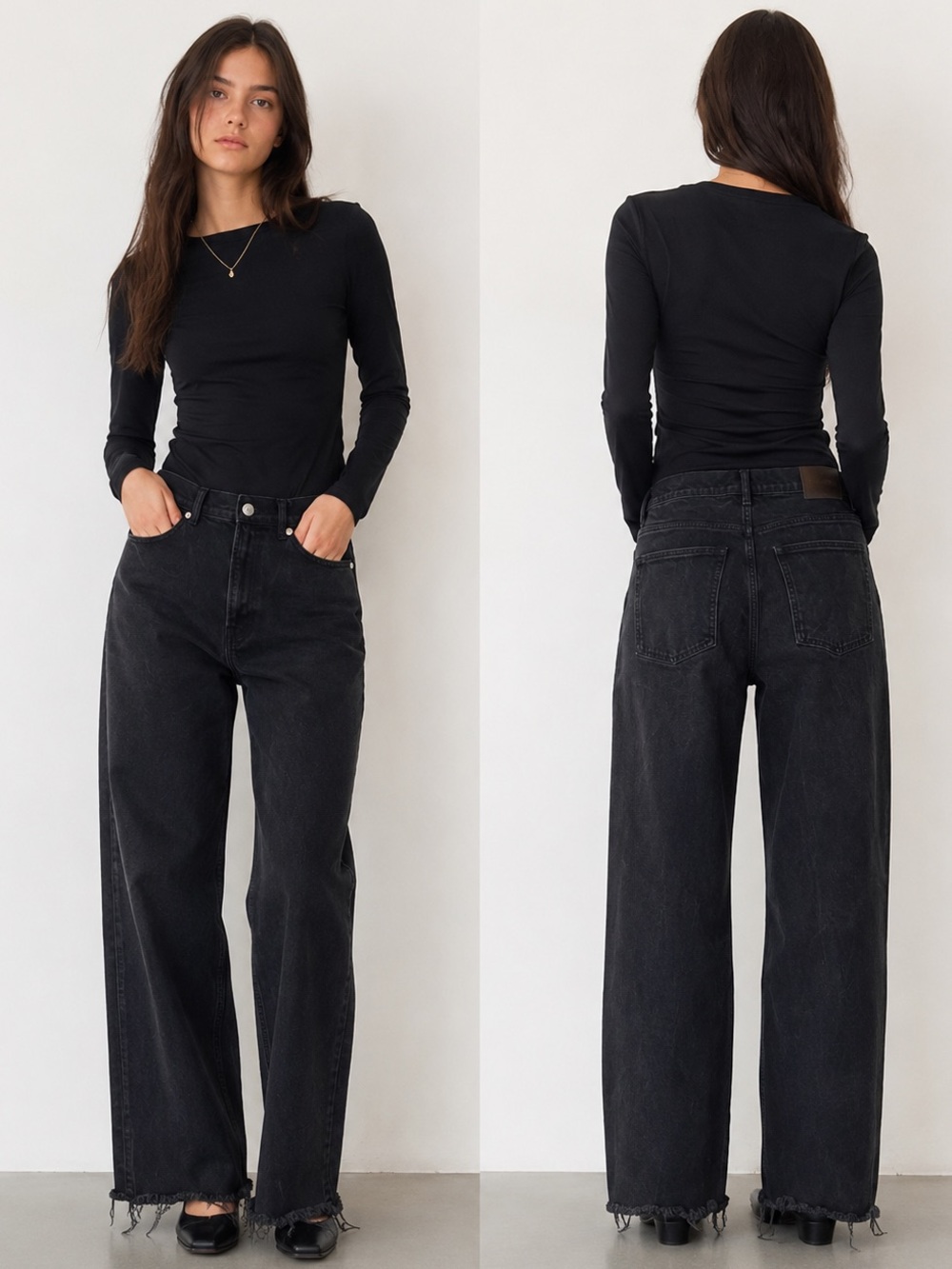Everlane The Way Black Wide-Leg 90’s Grunge Organic Cotton High Rise Jeans Sz 30